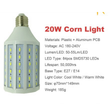 20w 5730 smd führte Mais Licht E27 AC180-240V warme kühle weiße LED-Lampe